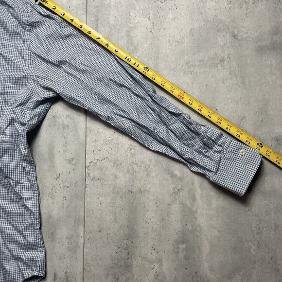 Peter Millar Long‎ Sleeve Dress Shirt Check 100% Cotton Blue Men’s Size Large - Picture 7 of 7